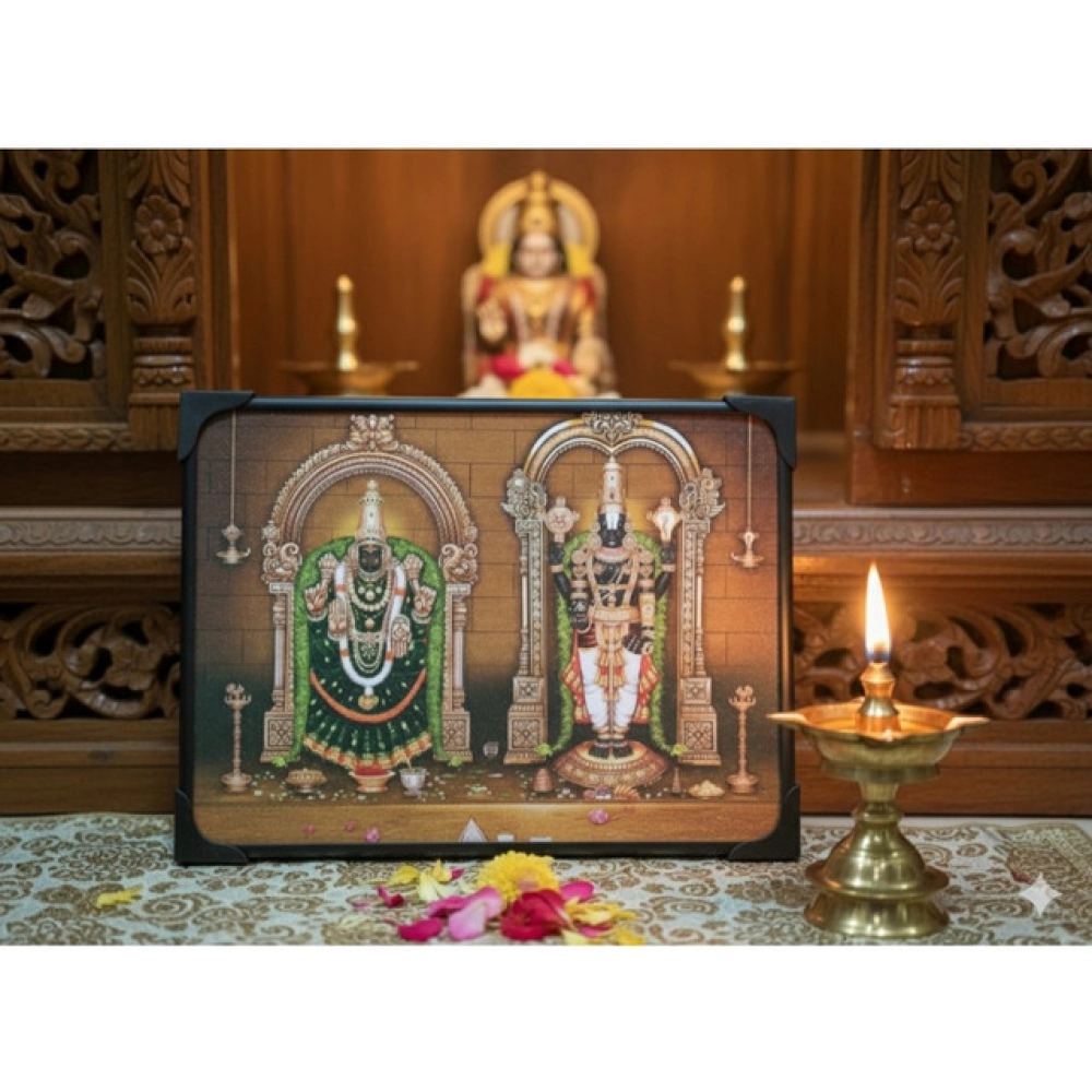 63862-1-1000x1000-1.webp Wooden Tirupati Balaji Padmavati Venkateshwara Swamy Table Top Devotional Player (Multicolor) - Image 1