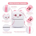 Generic Mini Printer (Pink-White) - Image 4