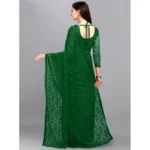 Generic Women's Net Self Design Saree With Unstitched Blouse 5.5Mtr (Green) - Image 2