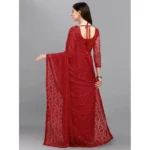 Generic Women's Net Self Design Saree With Unstitched Blouse 5.5Mtr (Maroon) - Image 2