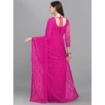 Generic Women's Net Self Design Saree With Unstitched Blouse 5.5Mtr (Rani) - Image 2