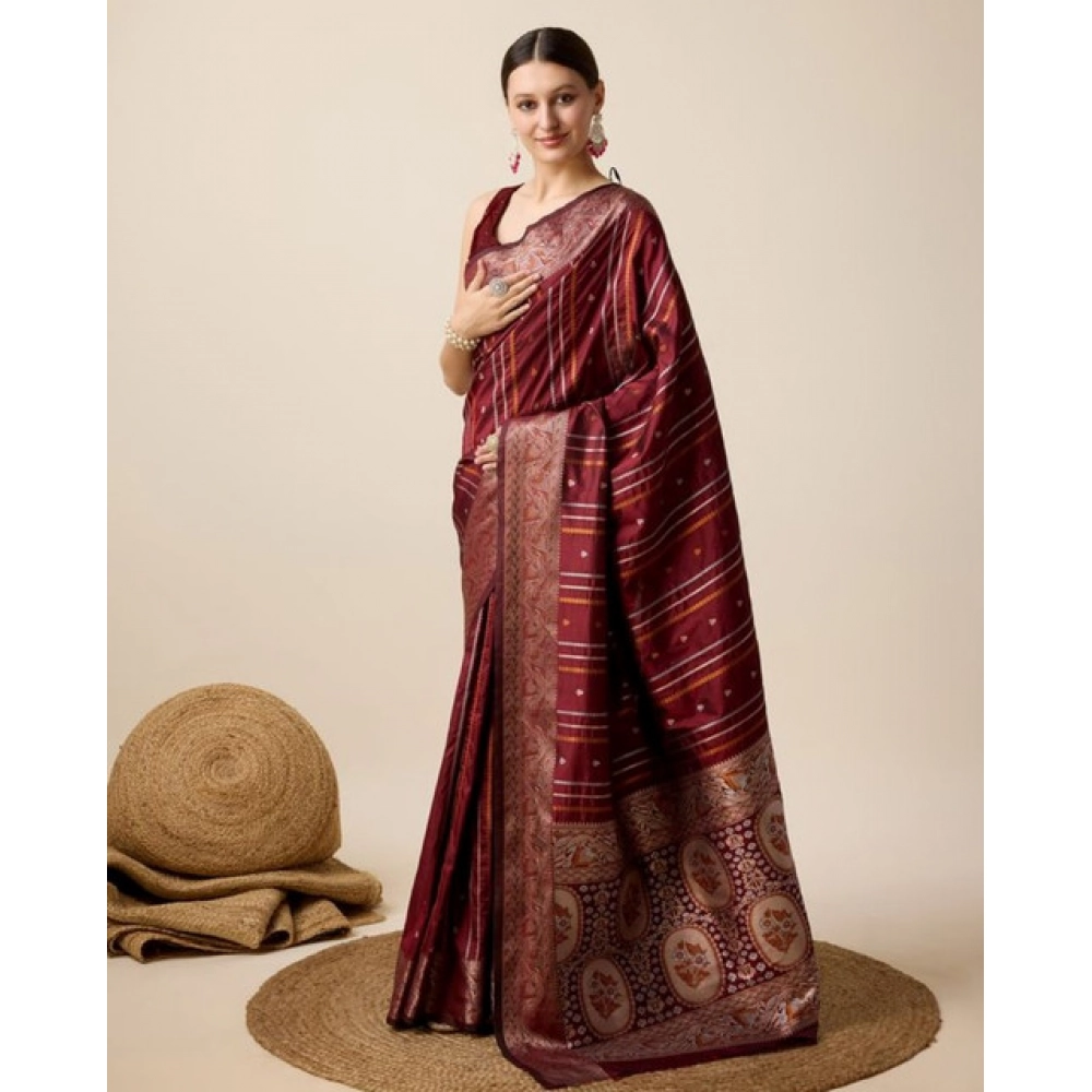 PID-65524-Women-s-Soft-Silk-Jacquard-Saree-With-Unstitched-Blouse-5-5-Mtr-Maroon-2-1000x1000-1.webp Generic Women's Soft Silk Jacquard Saree With Unstitched Blouse 5.5Mtr (Maroon) - Image 1