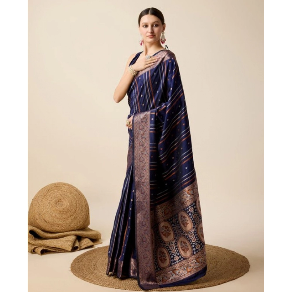 PID-65525-Women-s-Soft-Silk-Jacquard-Saree-With-Unstitched-Blouse-5-5-Mtr-Navy-2-1000x1000-1.webp Generic Women's Soft Silk Jacquard Saree With Unstitched Blouse 5.5Mtr (Navy) - Image 1