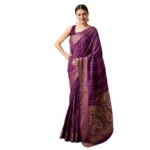 Generic Women's Soft Silk Jacquard Saree With Unstitched Blouse 5.5Mtr (Purple) - Image 4