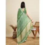 Generic Women's Semi Cotton Printed Saree With Unstitched Blouse 5.5Mtr (Mint-Green) - Image 3
