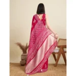 Generic Women's Semi Cotton Printed Saree With Unstitched Blouse 5.5Mtr (Red) - Image 3