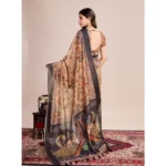 Generic Women's Semi Cotton Digital Print Saree With Unstitched Blouse 5.5Mtr (Beige) - Image 3