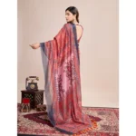 Generic Women's Semi Cotton Digital Print Saree With Unstitched Blouse 5.5Mtr (Peach) - Image 3