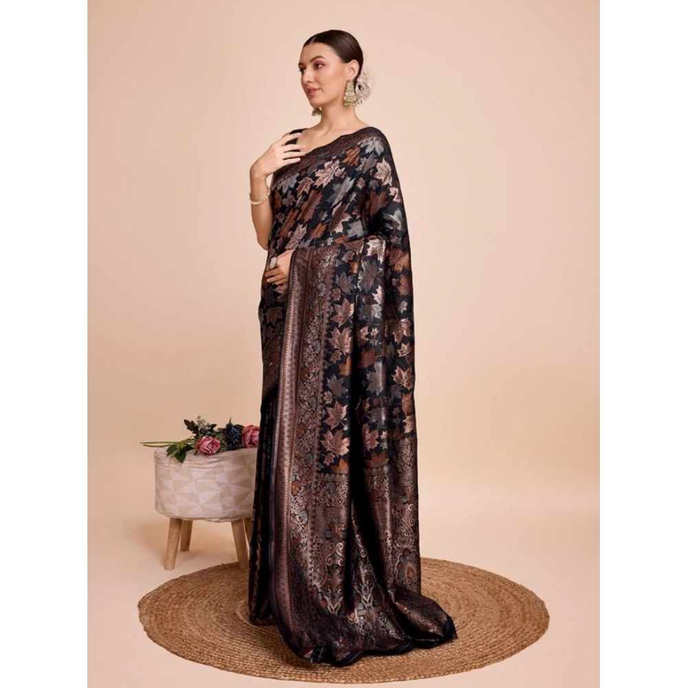 PID-65568-Women-s-Soft-Silk-Jacquard-Saree-With-Unstitched-Blouse-5-5-Mtr-Black-2-1000x1000-1.webp Generic Women's Soft Silk Jacquard Saree With Unstitched Blouse 5.5Mtr (Black) - Image 1