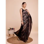 Generic Women's Soft Silk Jacquard Saree With Unstitched Blouse 5.5Mtr (Black) - Image 3