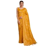 Generic Women's Soft Silk Jacquard Saree With Unstitched Blouse 5.5Mtr (Mustard) - Image 4