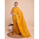 Generic Women's Soft Silk Jacquard Saree With Unstitched Blouse 5.5Mtr (Mustard) - Image 3
