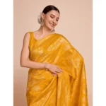 Generic Women's Soft Silk Jacquard Saree With Unstitched Blouse 5.5Mtr (Mustard) - Image 2