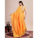 Generic Women's Vichitra Silk Embroidery Work Saree With Unstitched Blouse 5.5Mtr (Mustard) - Image 3
