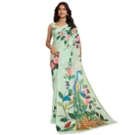 Generic Women's Faux_Georgette Printed Saree With Unstitched Blouse 5.5Mtr (Light_Green) - Image 4