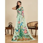 Generic Women's Faux_Georgette Printed Saree With Unstitched Blouse 5.5Mtr (Light_Green)