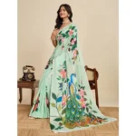 Generic Women's Faux_Georgette Printed Saree With Unstitched Blouse 5.5Mtr (Light_Green) - Image 2