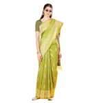 Generic Women's Raw_Silk Woven_Motif Saree With Unstitched Blouse 5.5Mtr (Olive) - Image 3
