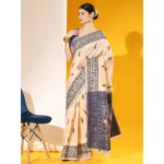 Generic Women's Raw_Silk Woven_Motif Saree With Unstitched Blouse 5.5Mtr (Off_White)