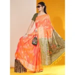 Generic Women's Raw_Silk Woven_Motif Saree With Unstitched Blouse 5.5Mtr (Orange) - Image 2