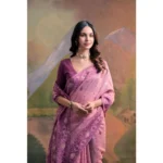 Generic Women's Blended_Cotton Woven Saree With Unstitched Blouse 5.5Mtr (Pink) - Image 2