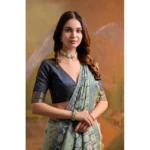Generic Women's Blended_Cotton Woven Saree With Unstitched Blouse 5.5Mtr (Sea_Green)