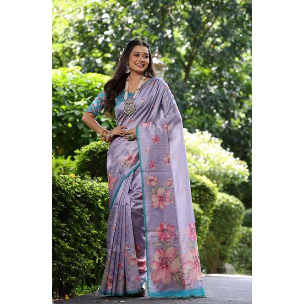 PID-65734-Generic-Women-S-Faux-Tussar-Floral-Print-Saree-With-Unstitched-Blouse-5-5-Mtr-Lavender-2-1000x1000-1.webp Generic Women's Faux_Tussar Floral_Print Saree With Unstitched Blouse 5.5Mtr (Lavender) - Image 1