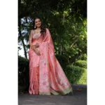 Generic Women's Faux_Tussar Floral_Print Saree With Unstitched Blouse 5.5Mtr (Peach)
