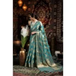 Generic Women's Organza Woven Saree With Unstitched Blouse 5.5Mtr (Light_Blue)