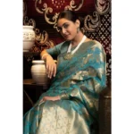 Generic Women's Organza Woven Saree With Unstitched Blouse 5.5Mtr (Light_Blue) - Image 2