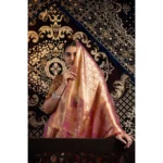 Generic Women's Organza Woven Saree With Unstitched Blouse 5.5Mtr (Purple) - Image 2