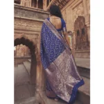 Generic Women's Art Silk Printed Saree With Unstitched Blouse 5.5Mtr (Navy Blue) - Image 3