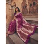 Generic Women's Art Silk Printed Saree With Unstitched Blouse 5.5Mtr (Wine)