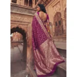 Generic Women's Art Silk Printed Saree With Unstitched Blouse 5.5Mtr (Wine) - Image 3