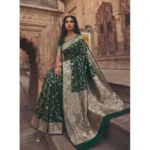 Generic Women's Art Silk Printed Saree With Unstitched Blouse 5.5Mtr (Green)