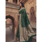 Generic Women's Art Silk Printed Saree With Unstitched Blouse 5.5Mtr (Green) - Image 2