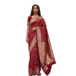 Generic Women's Art Silk Printed Saree With Unstitched Blouse 5.5Mtr (Red) - Image 4