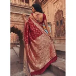 Generic Women's Art Silk Printed Saree With Unstitched Blouse 5.5Mtr (Red) - Image 3