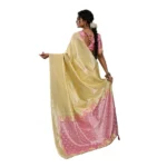 Generic Women's Linen Cotton Printed Saree With Unstitched Blouse 5.5Mtr (Yellow ) - Image 5