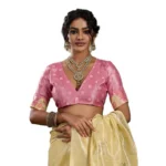 Generic Women's Linen Cotton Printed Saree With Unstitched Blouse 5.5Mtr (Yellow ) - Image 3
