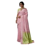 Generic Women's Linen Cotton Printed Saree With Unstitched Blouse 5.5Mtr (Pink) - Image 6