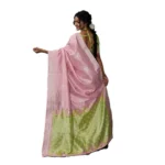 Generic Women's Linen Cotton Printed Saree With Unstitched Blouse 5.5Mtr (Pink) - Image 5