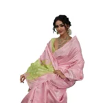 Generic Women's Linen Cotton Printed Saree With Unstitched Blouse 5.5Mtr (Pink) - Image 2