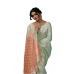 Generic Women's Linen Cotton Printed Saree With Unstitched Blouse 5.5Mtr (Pista Green)