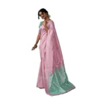 Generic Women's Linen Cotton Printed Saree With Unstitched Blouse 5.5Mtr (Pastel Pink) - Image 3
