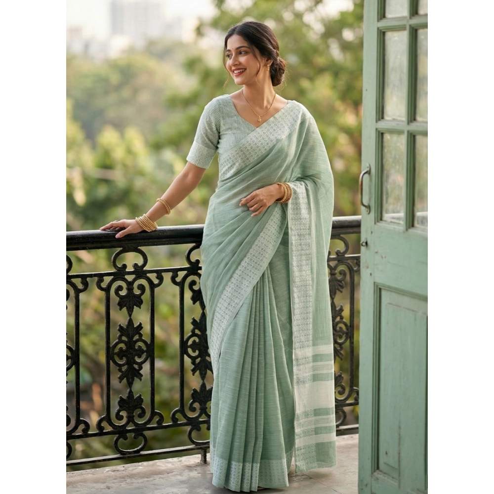 PID-67046-Women-s-Linen-Printed-Saree-With-Unstitched-Blouse-5-5-Mtr-Rama-1-1000x1000-1.webp Generic Women's Linen Striped Saree With Unstitched Blouse 5.5Mtr (Sea Green) - Image 1