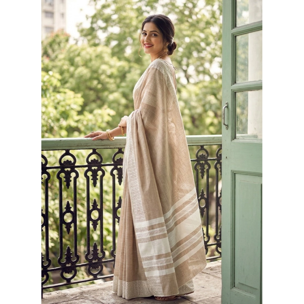 PID-67048-Women-s-Linen-Printed-Saree-With-Unstitched-Blouse-5-5-Mtr-Lite-Brown-1-1000x1000-1.webp Generic Women's Linen Striped Saree With Unstitched Blouse 5.5Mtr (Lite Brown) - Image 1
