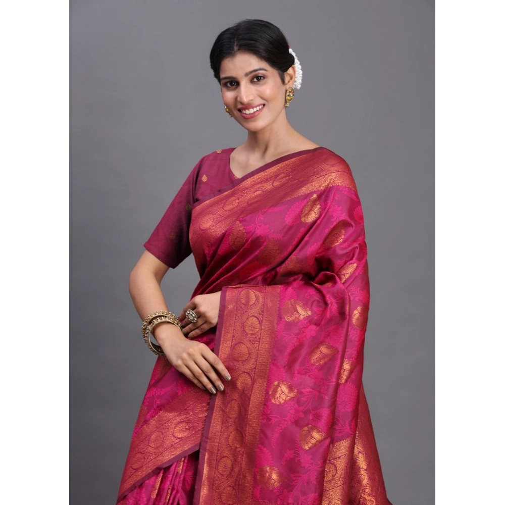 PID-67060-Women-s-Silk-Printed-Saree-With-Unstitched-Blouse-5-5-Mtr-Peach-1-1000x1000-1.webp Generic Women's Silk Printed Saree With Unstitched Blouse 5.5Mtr (Magenta) - Image 1