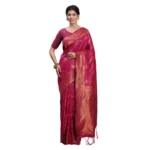 Generic Women's Silk Printed Saree With Unstitched Blouse 5.5Mtr (Magenta) - Image 6