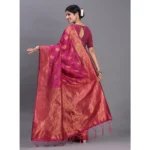 Generic Women's Silk Printed Saree With Unstitched Blouse 5.5Mtr (Magenta) - Image 5